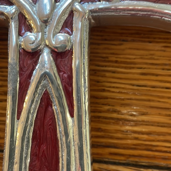 Cross shaped home decor.  Silver color with red. - Picture 10 of 16